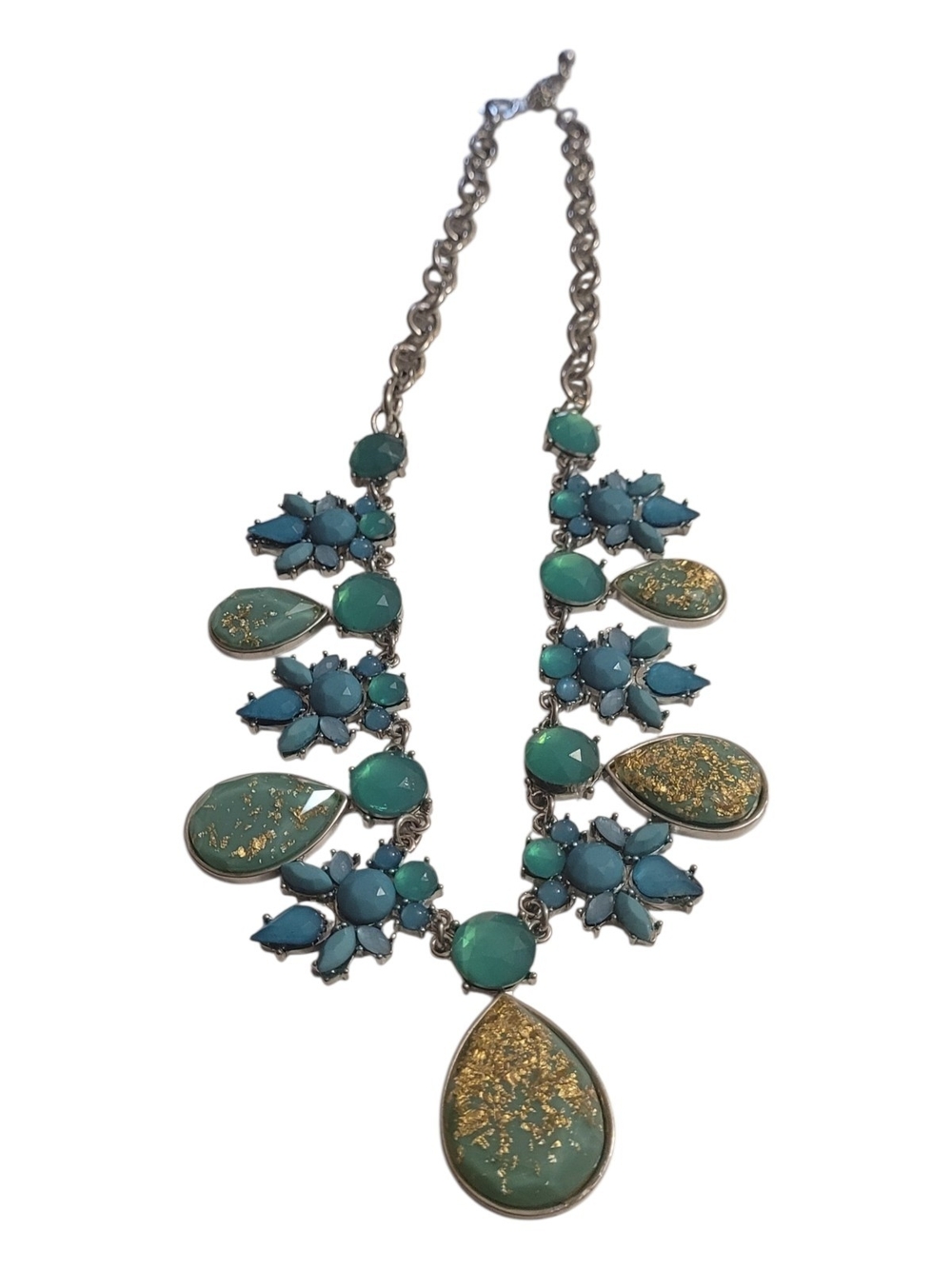 Turquoise & Aqua Teardrop Floral Statement Necklace